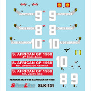 Tameo - SLK131 FERRARI F1-68 1:43 Scale White Metal Kit